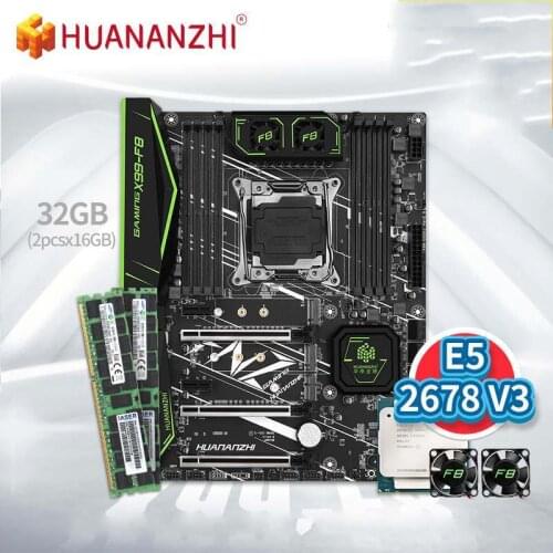 HUANANZHI X99 F8 Motherboard with Intel XEON E5 2678 V3 with 2*16G DDR4 RECC NON-ECC Memory Combo Kit Set NVME SATA USB 3.0