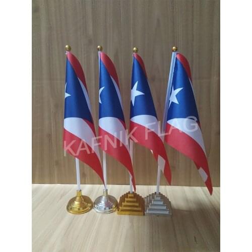 KAFNIK,5/10pcs a lot Puerto Rico table desk flag banner 14*21cm flag /Plastic flags or suction cups for your choice