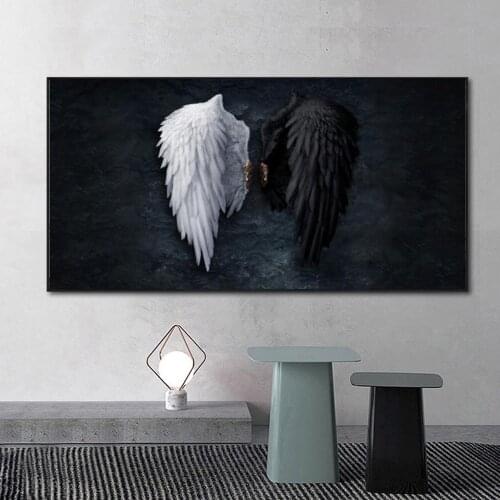 Black and White Angel Wings Canvas Paintings Home Bedroom Decor On The Wall Art Posters And Prints Abstract Aesthetics Decor Art