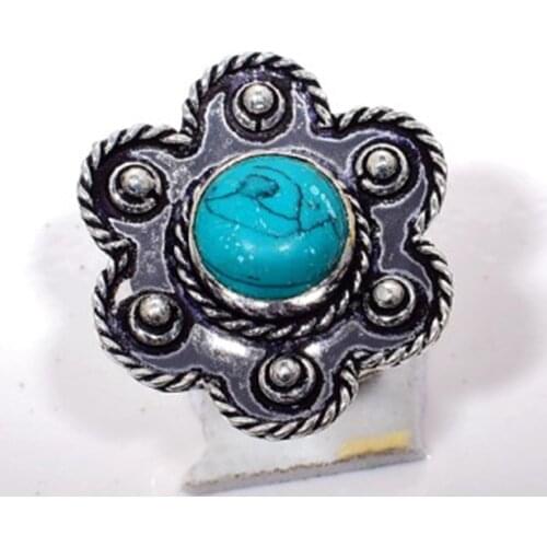 Genuine Turquoise Ring Silver Overlay over Copper, Hand Made Women Jewelry gift, USA Size : 6.75