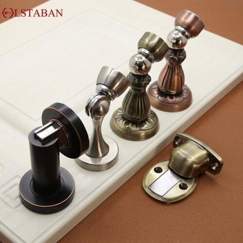 LSTABAN Modern Minimalist Bedroom Bathroom Kitchen Door Zinc Alloy Floor Suction Strong Magnetic Perforated Wall Suction