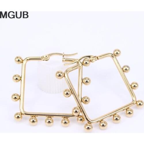 Square Hot Sale Stainless Steel Gold Color High Quality Hoop Earrings for Women Jewelry 2020 New DesignSL38