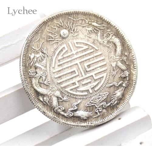Lychee Life 1 Piece Antique Feng Shui Chinese Double Dragons Bead Lucky Coins Auspicious Coin