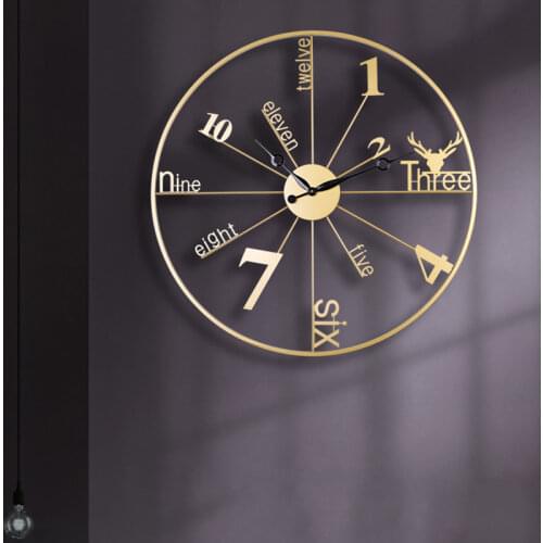 Modern Design Nordic Style Wall Clocks Mute Round Decorative Living Room Metal Wall Clocks Simple Wandklok Art Homing EK50bgz
