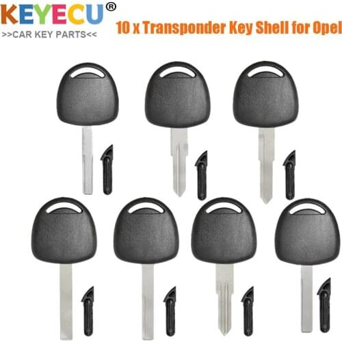 KEYECU 10 Pieces Uncut New Transponder Key Shell Case for Vauxhall Opel Vectra Agila Astra Corsa, Fob HU100 HU43 YM28 HU46 Blade