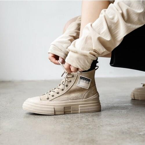 New Women genuine leather winter boots warm fur women fashion platform shoes 2019 retro high-top casual martin boots botas mujer