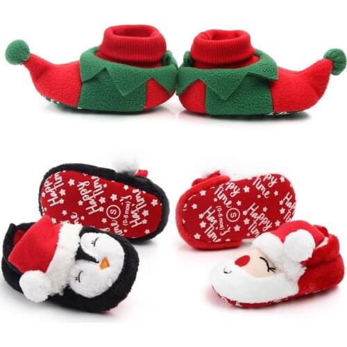 Newest Newborn Baby Boy Girl First Walkers Shoes Winter Plush Warm Christmas Shoes Infant Toddler Soft Sole Anti-slip Baby Shoes