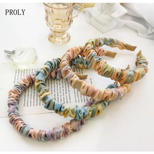 PROLY New Fashion Womens Hairband Fresh Pleated Tie Dye Headband Fresh Casual Turban Girls Adult Hair Accessories