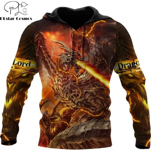 Premium Fire Dragon 3D All Over Printed Men Hoodie Autumn and winter Unisex Sweatshirt Zip Pullover Casual Streetwear KJ421