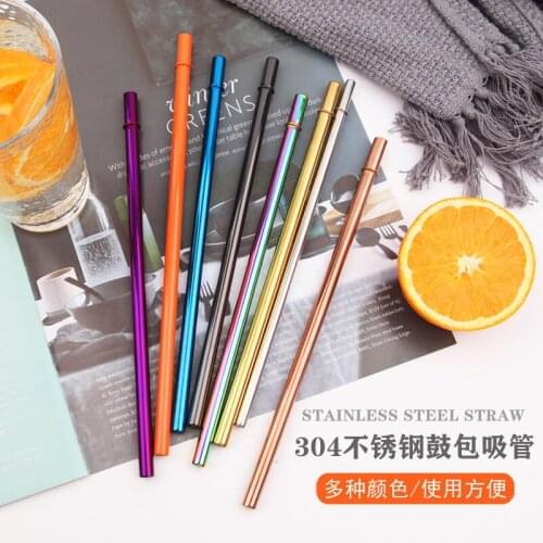 304 Stainless Steel Straight Drinking Straws Reusable Eco-friendly Milkshake Bubble Tea Straw With 1pc Cleaning Brush