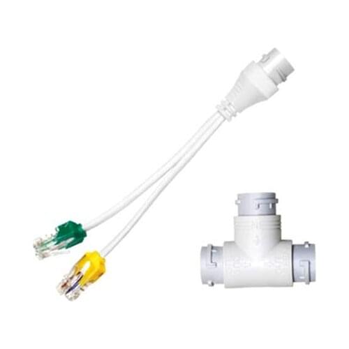 100m distance POE camera three-way RJ45 head simplified wire connector splitter, 2-in-1 network security camera cable connector