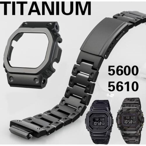 Titanium Alloy Watch Strap For DW5600 GW5600 DW5000/5035 Watch Case Watch Bezel For GW-M5610 Watch Band Black Camouflage