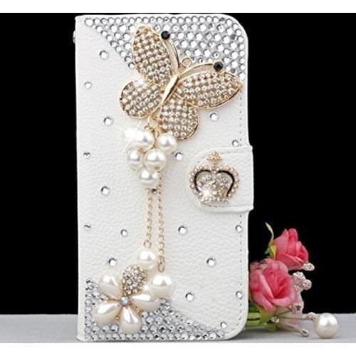 Luxury Crystal Rhinestone Wallet Style Bling Butterfly Diamond Phone Case for Samsung Galaxy s5 mini Rose Cover