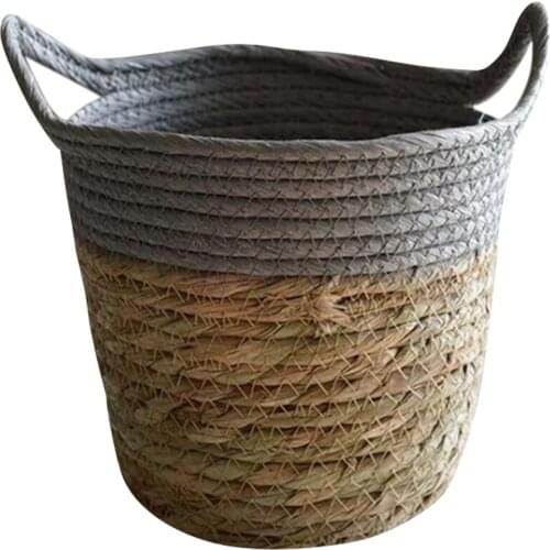 Foldable Natural Straw Woven Flower Pot Woven Basket Flower Plant Home Decor Garden Storage Accessories