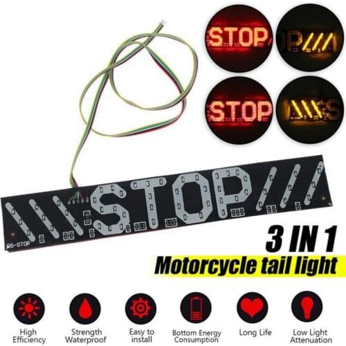 Stop Lamp License Plate Light DRL Stripe Waterproof 4LED Universal Motorcycle Rear Tail Turn Signal Left/right