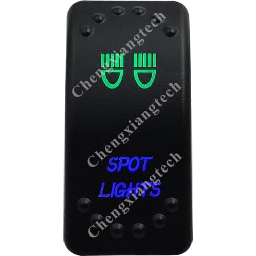 SPOT LIGHTS Up Green & Down Blue Led Light Rocker Push Switch 5Pins SPST ON/OFF 12V 24V For Marine Boat Car Waterproof