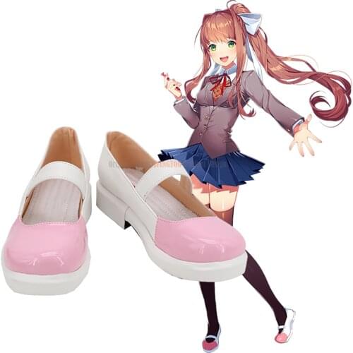 Doki Doki Literature Club Monika Cosplay Shoes Pink Boots Custom Made Any Size