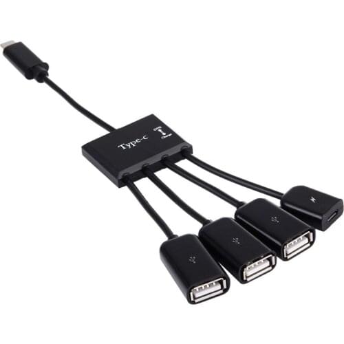 Hub Portatile 4 in 1 USB-C / Type-C to 3 Ports USB 2.0 OTG HUB con Micro USB adapter
