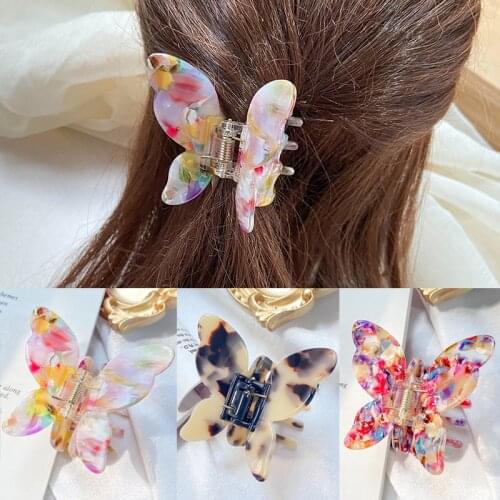 Elegant Acetate Curly Hair Accessories Butterfly Hair Clip Clamp Grab Hair Claws Clips Good Quality For Girls