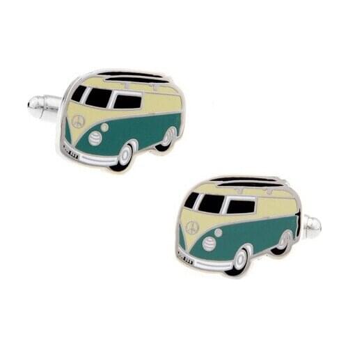 Retro Bus Car Cufflinks Green Bus Emblem Cufflinks Gifts for Him Fathers Day Bus Cuff Buttons Free Shipping