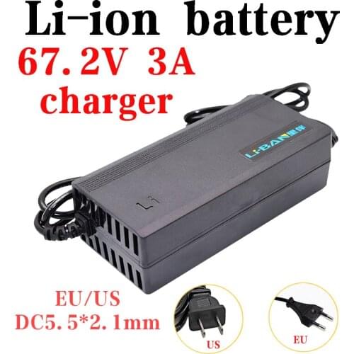 67.2V 3A Li-ion Battery Charger 16S 60V 18650 Li-ion battery Electric scooter ebike Smart Charger 100-240V DC5.5*2.1MM With fan