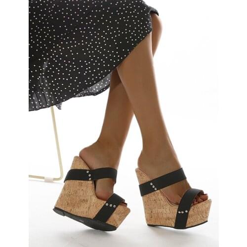 Slippers 6 Inches Platform Slope Heel Stripper Sexy Fetish Shoes Nightclub Fashion Women Elegant Full Dress Party Models New