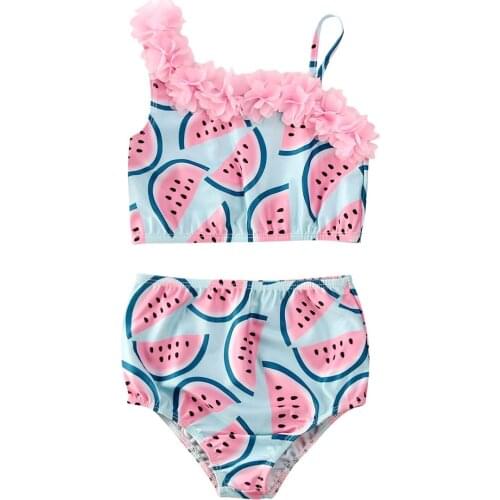 1-5Y Toddler Infant Baby Girls Watermelon Bikini Sets Ruffles Flowers Swimsuit Swimwear Swimming Bikini