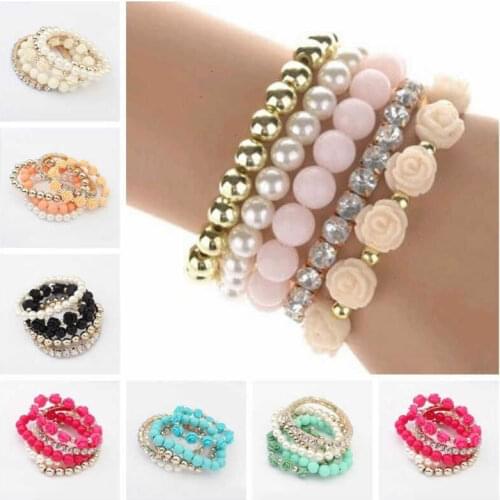 Hot Women Multilayer Bracelet Rose Bangle Charm Cuff Jewelry Fashion bracelet string Hand catenary accessories wholesale jewelry