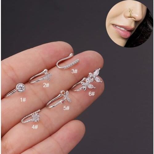 1PC African Nose Cuff Non Piercing Women Nose Rings Hoop Cross Butterfly Ear Cuff Clip Fake Piercing Body Jewelry Tragus Earring
