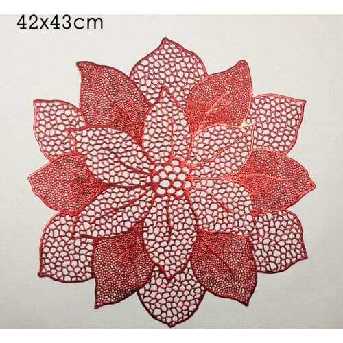 1pcs Table Decoration Mat Kitchen Supplies Western Food Cushion Antislip For Restaurant Hollow Lotus Flower Pure Color