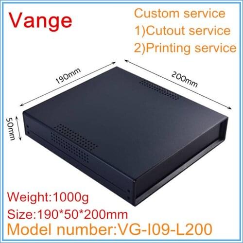 1pcs/lot powder coating black instrument housing Iron metal case enclosures plastic panels 190*50*200mm for power support PCB