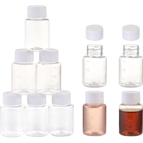 10pc 30ml PET Plastic Jars Clear Refillable Bottles with Screw Top Lid Empty Seal Bottle for Spices Solid Powder Reagent Packing
