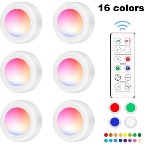 16colors RGB Cabinet Led Light Led Night Light Dimmable Led Night Lamp with Remote for Kitchen Bedroom Closet Wardrobe