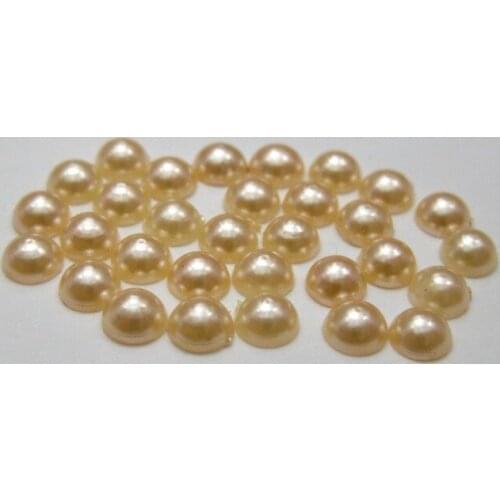 2000 Champagne Half Pearl Bead 4mm Flat Back Round Gems Scrapbook Craft