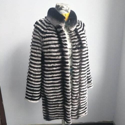 2018 hot sale natural rex rabbit fur women real coat high quality 100% genuine rex rabbit fur chinchilla color winter jacket