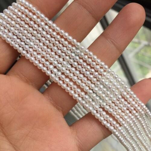 AAA loose beads Freshwater Pearl white near round 3-5mm Wholesale for DIY for jewelry 14inch