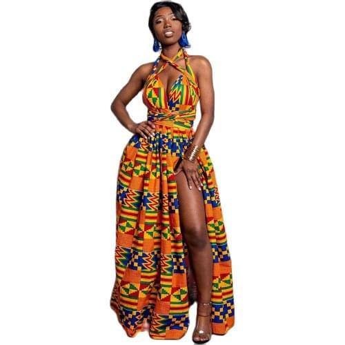 African dresses for women robe wax traditional Ethnic nigerian clothes Various ways of wearing Elastic medium and long