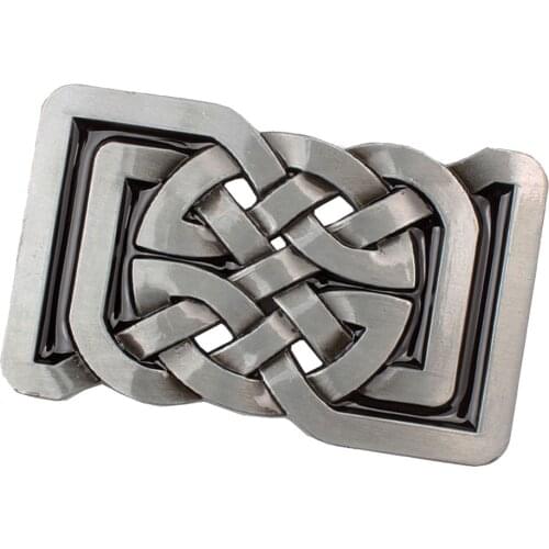 Antique Celtic Floral Pattern Belt Buckle Rectangle Metal Western Cowboy Vintage