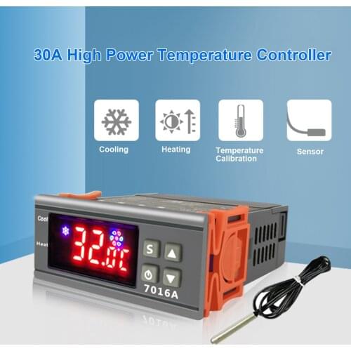 ZFX-7016A 30A Digital Temperature Controller Intelligent High Accuracy Temp Control Thermostat for Freezer Fridge Hatching