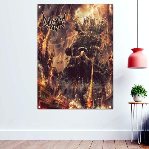 Destroy Dark Metal Artworks Banners Canvas Printing Wall Hanging Macabre Art Rock Music Posters Flags Tapestry Mural Wall Decor