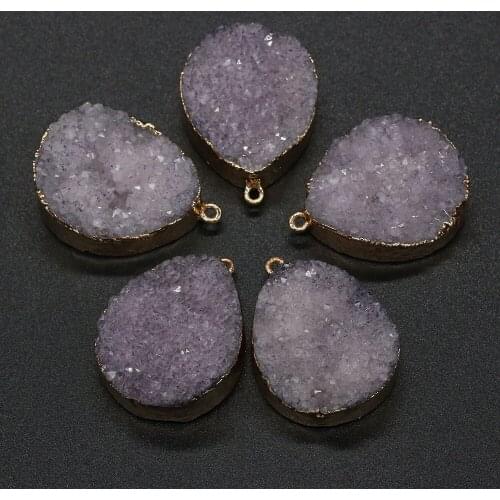 Drop-shaped Purple Crystalline Germ Pendant Charms For DIY Necklace Handiwork Sewing Craft Jewelry Accessory Making