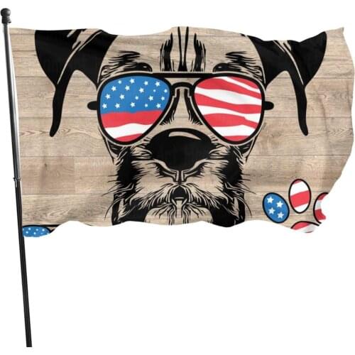 Boxer Dog USA Flag Glasses Paw Polyester Flag,Fade Resistant Durable Beach Flags with Header and Brass Grommet,Easy to Use