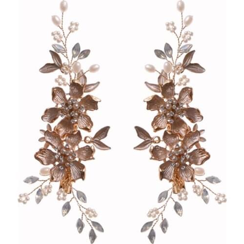 Floralbride Handmade Opal Crystal Rhinestone Pearls Flower Bridal Hair Clip Barrettes Set Wedding Hair accessories Women Jewelry