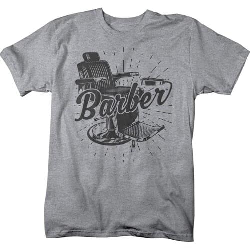 MenS Barber Chair T-Shirt Vintage Tee for Barbers Fashion Brand Clothing Men Stranger Things Print Original Fitness T Shirt