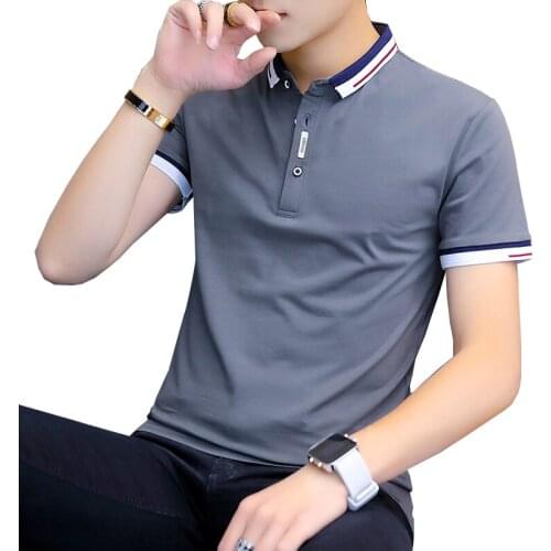 Short sleeve mens Polo Shirt Lapel fashion brand backing summer mens versatile half sleeve T-shirt