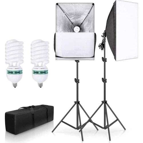 2x135W Continuous Lighting Kit 50x70cm Softbox Photography Studio Light Equipment E27 Socket For Portraits Video Product Shoot