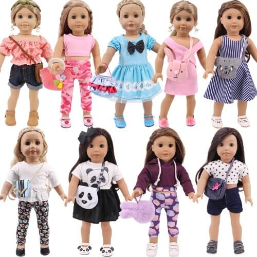 Doll 3 Piece/Lot =Clothes+Bag+Shoes For 18 Inch American Doll & 43Cm New Born Baby Accessories,Our Generation,Best Gift For Kids