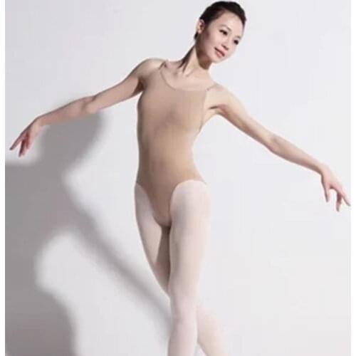 Adult Sexy Seamless Camisole Skin Colored Gymnastics Leotards Lady Spandex Ballet Stage Costumes Leotard for Women