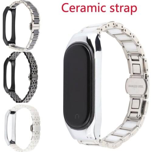 Hot sale Smooth Ceramic Bracelet for Watch Xiaomi miband 4 Wrist Strap with Metal Frame Case for Mi Band 4/3 Replacement Belt