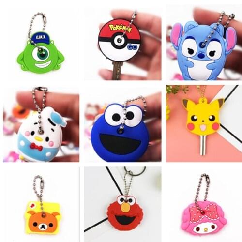 Cartoon Keychain Silicone Cat Dog Protective Key Case Cover for Key Control Dust Cap Keyholder Ring Protective Key Case Cap Gift